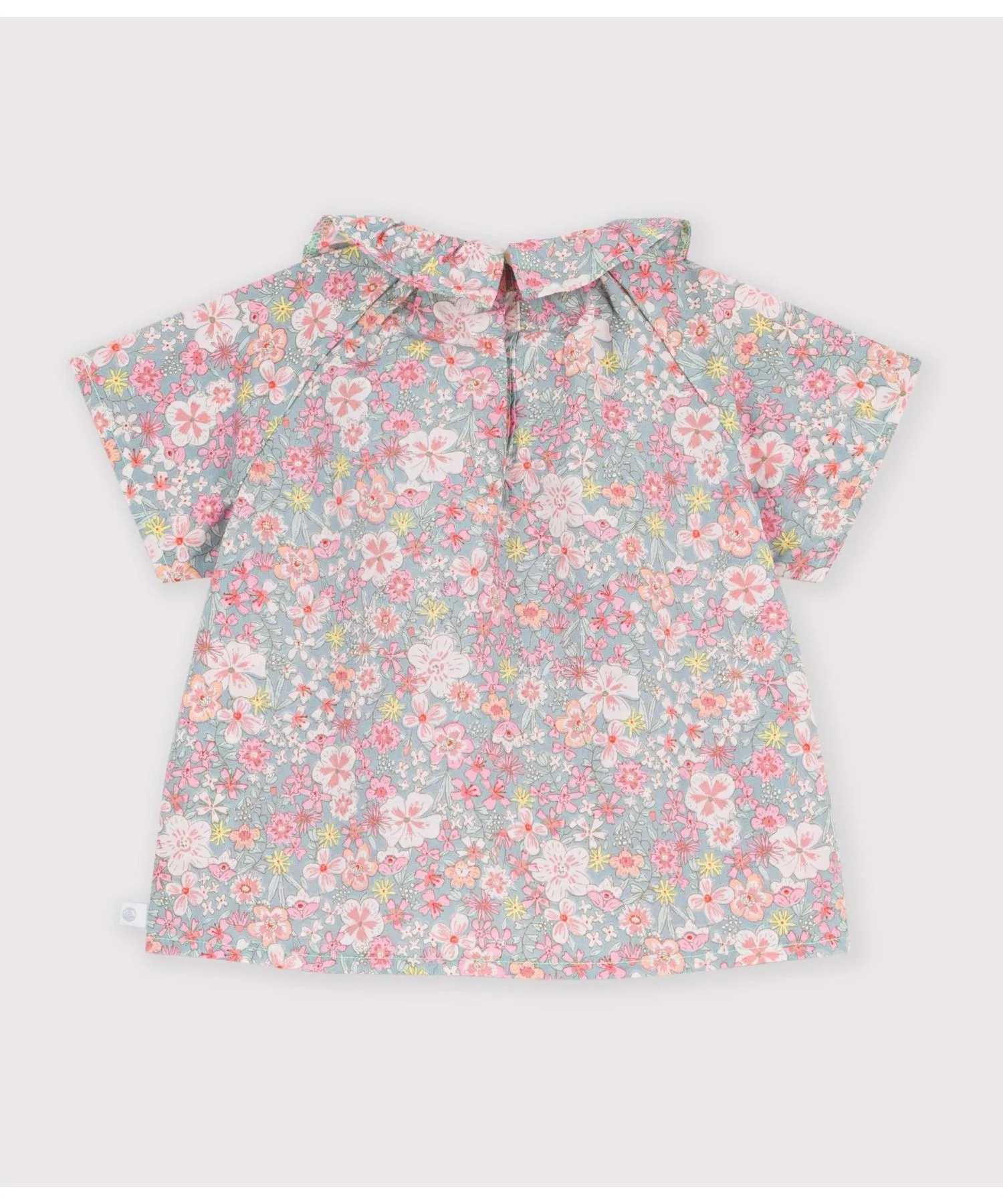 Детская футболка с цветочным принтом PETIT BATEAU светло-зелёная — фото 2