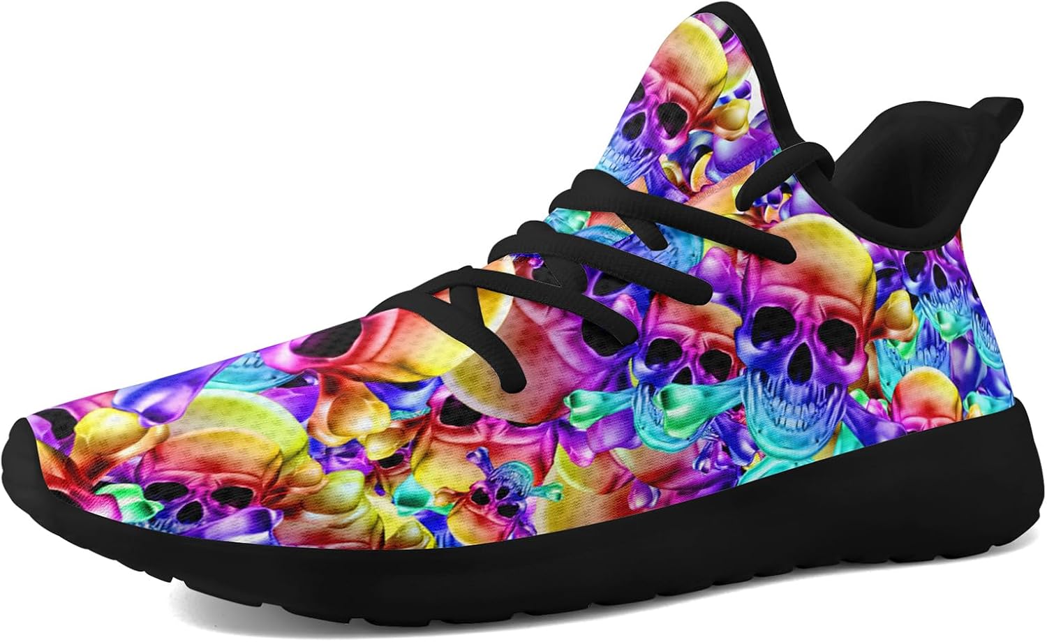 

Мужские кроссовки Skull Walking из сетчатого материала для бега по дорогам, легкие и дышащие, для тренировок, спорта, тенниса и ходьбы, хеллоуинские кроссовки Coolcustomize, Black-skull2