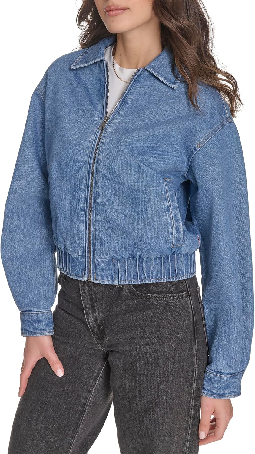 Женская куртка-бомбер Levi's с отложным воротником, голубой — фото 3