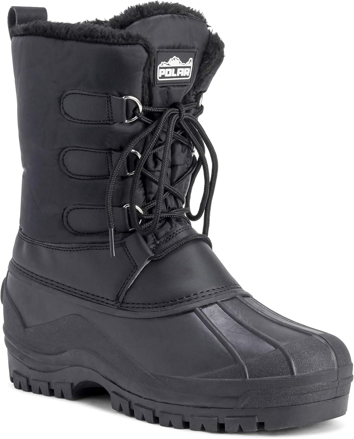 

Мужские короткие нейлоновые зимние ботинки POLAR Muck с шнуровкой для снега и дождя, повседневные утиные ботинки, черный