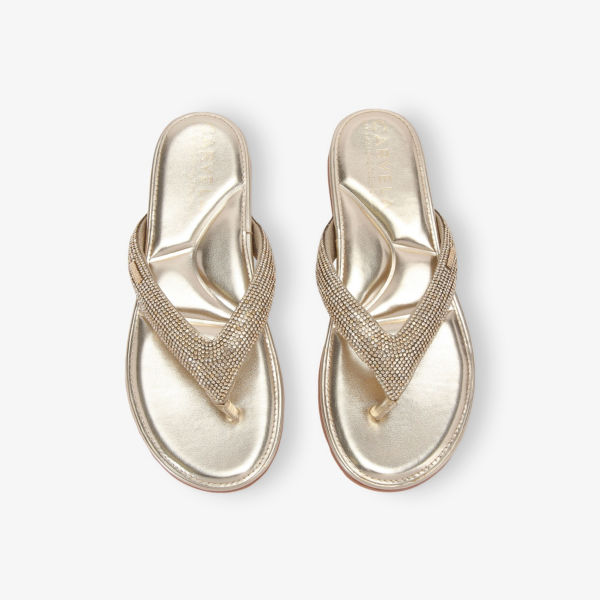 Сандалии Carvela Riviera с плетением и украшениями из страз, золотой — фото 2
