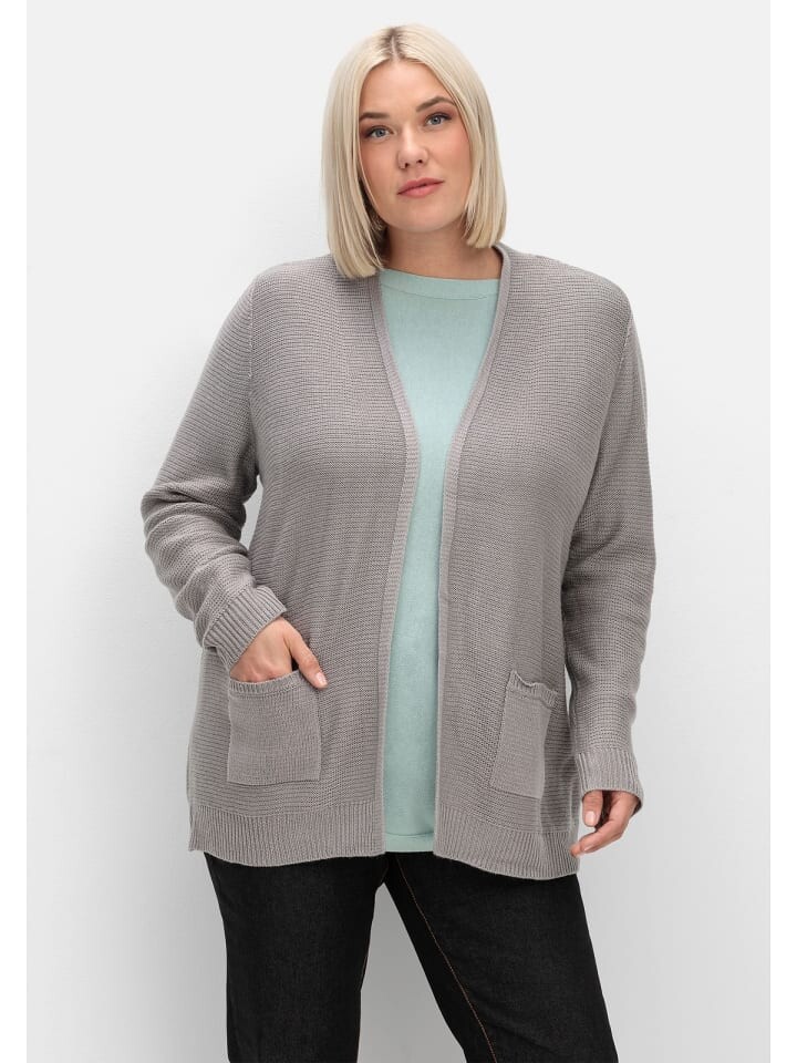 

Кардиган sheego Verschlusslose Strickjacke, цвет steingrau