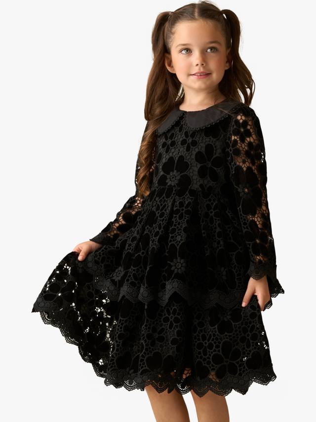 

Детское платье из бархата с кружевом Angel & Rocket, Black
