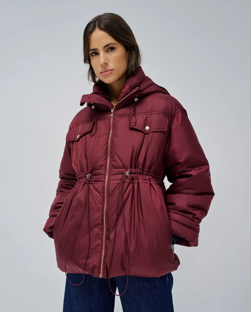

Женский пуховик с капюшоном и регулируемой талией Salsa Jeans, красный