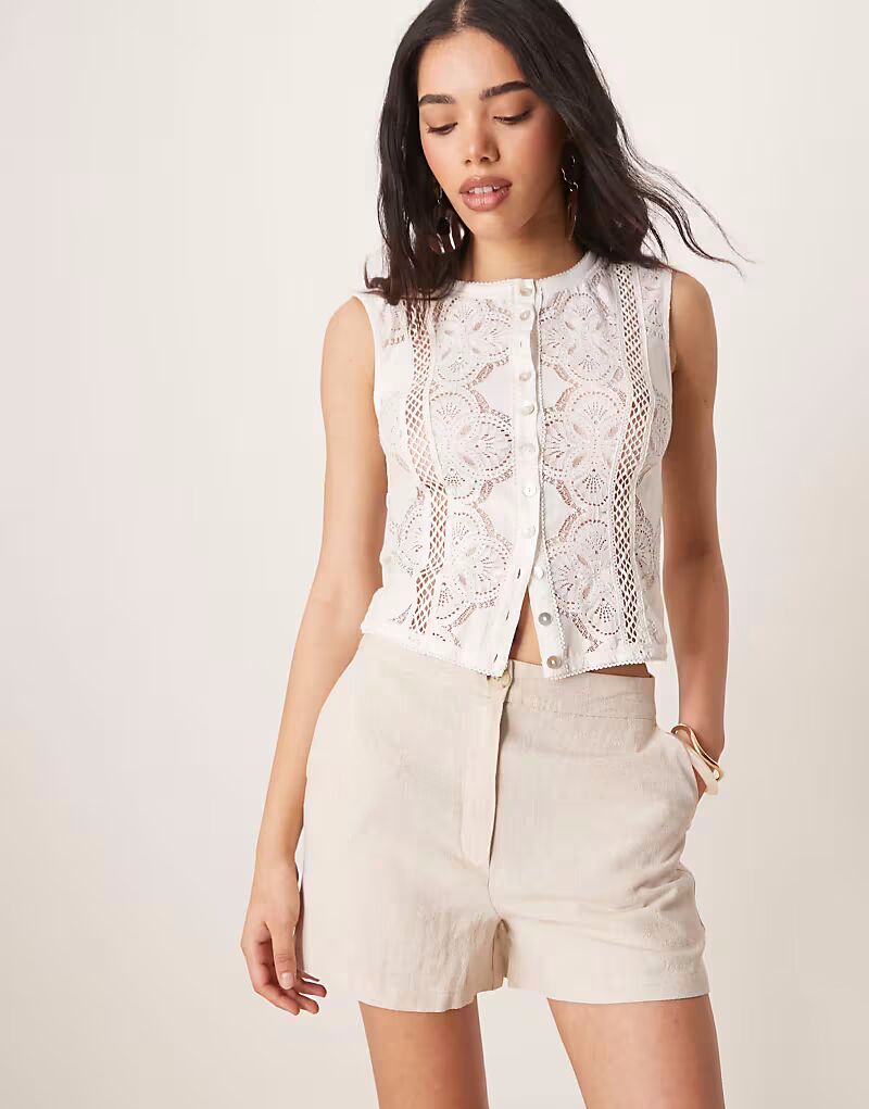 

Свободные шорты для папы с льняной основой цвета «камень» Asos Design