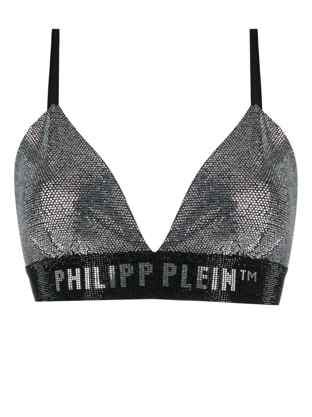

Бюстгальтер, украшенный стразами Philipp Plein, серебяный