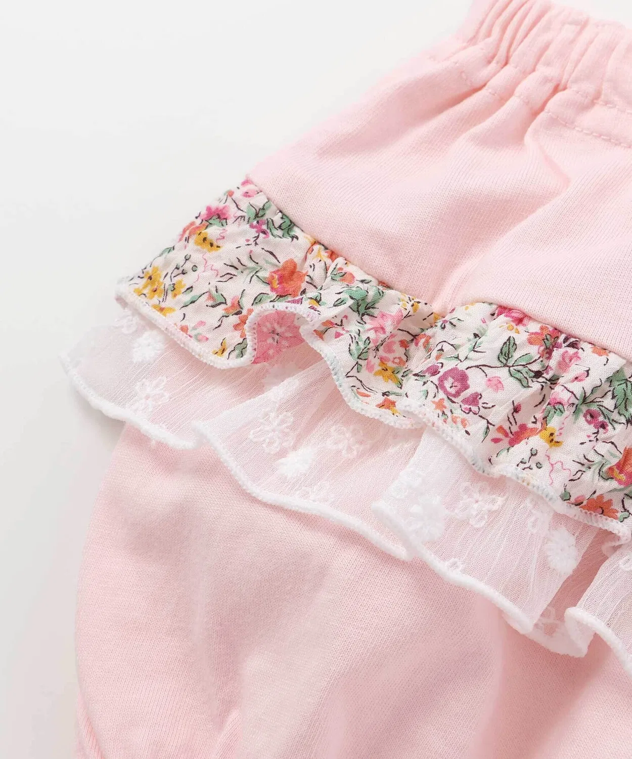 Шорты-блумеры для девочек Liberty Print с рюшами, 60-90 см, розовые — фото 3