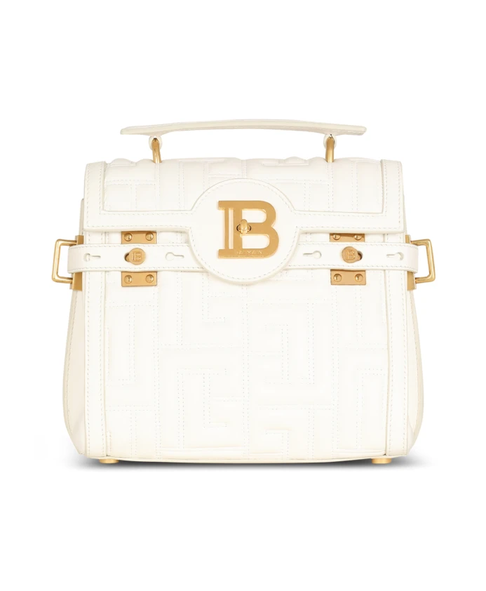 

Стеганая кожаная сумка B Buzz 23 Balmain, белый