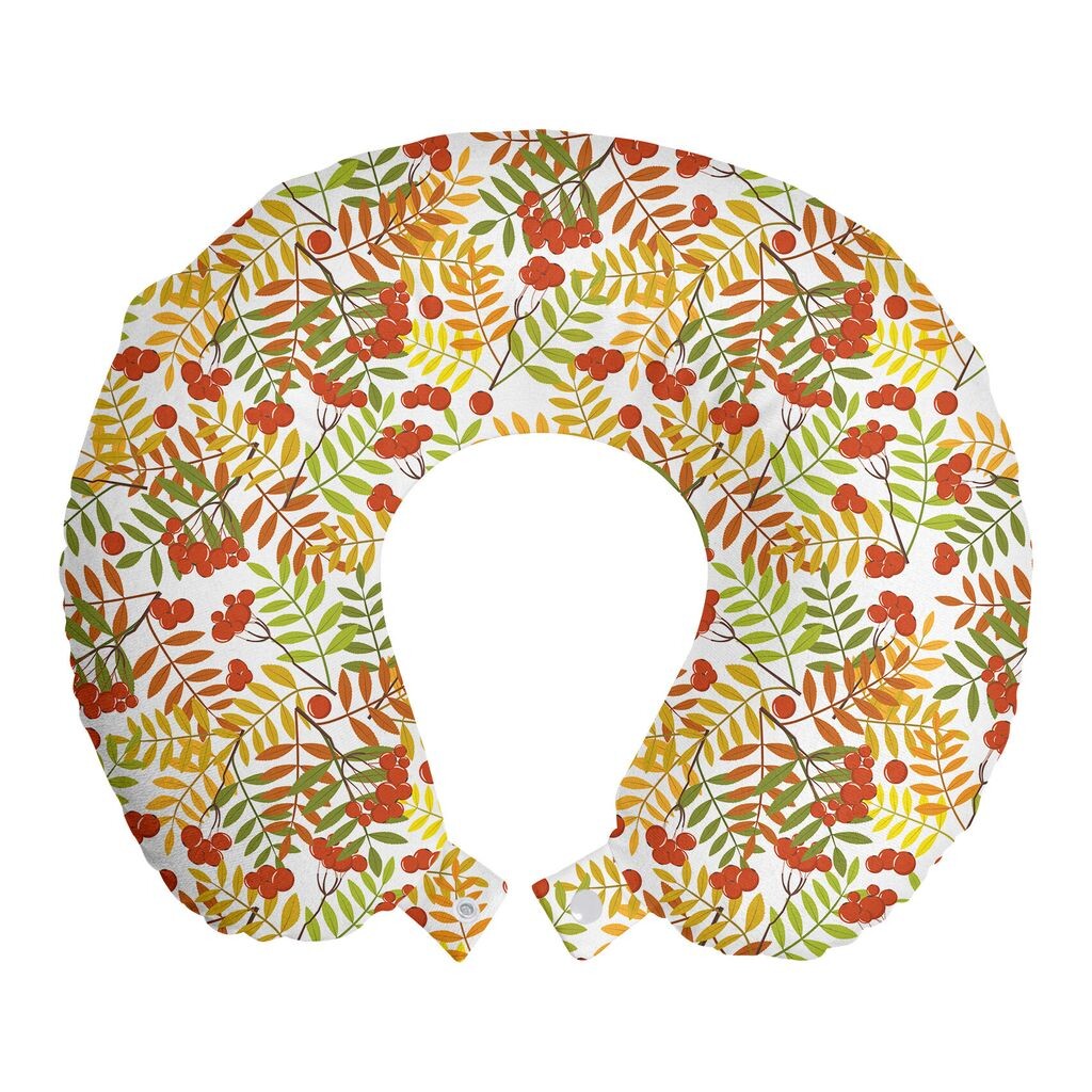 

ABAKUHAUS Rowan Travel Pillow Поддержка шеи, Дикие сельские растения, Пенопластовые дорожные принадлежности для самолета и автомобиля, 30x30 см, Желтый Зеленый Оранжевый
