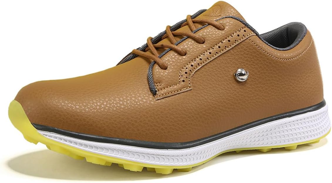 

Мужские кожаные повседневные гольф-кроссовки, кожаные для гольфа и прогулок, модные кроссовки, дышащие, легкие, тренажеры для гольфа Omcam, коричневый