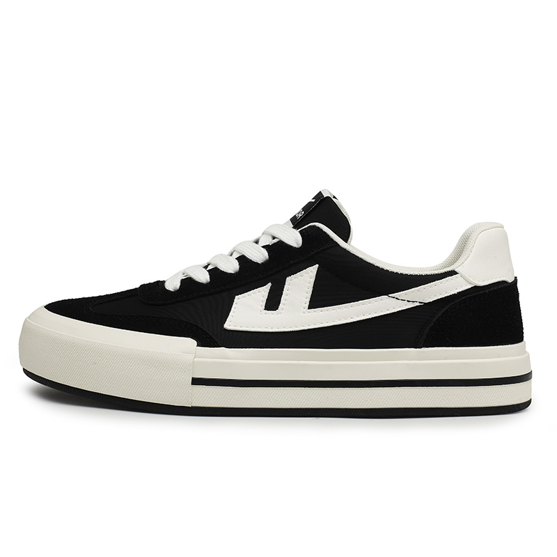 

WARRIOR Скользоустойчивые, износостойкие, легкие низкие скейтборд кроссовки мужские Black Beige