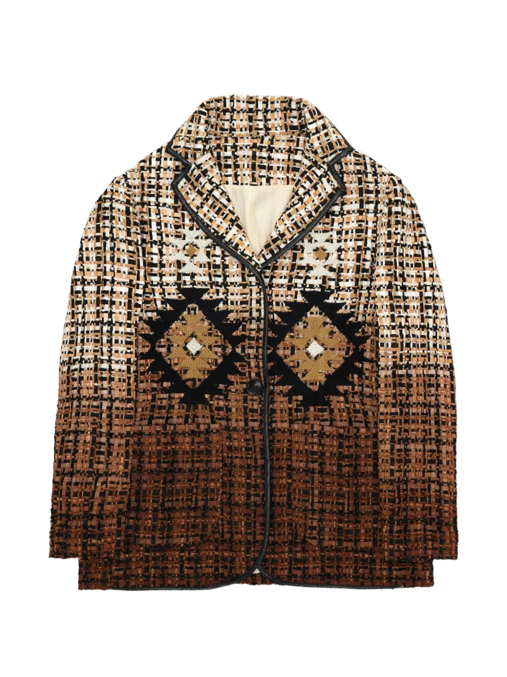 

Пиджак Brunor с кожаной отделкой и узором Fortela, коричневый