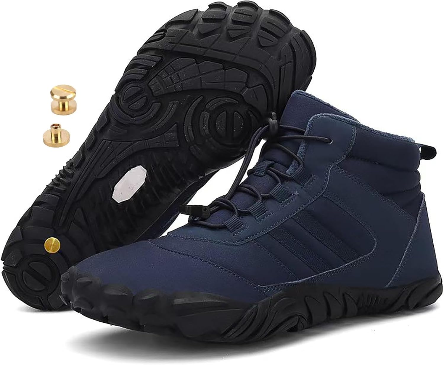 

Зимние заземляющие обувь с медью, походная обувь для ходьбы, зимние походные ботинки для женщин и мужчин с цельными медными винтами Zureto, синий