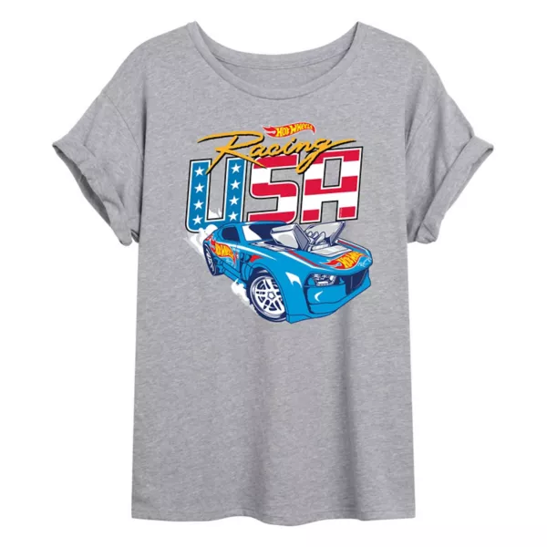 

Юношеская футболка oversize в стиле racing usa Hot Wheels, серый