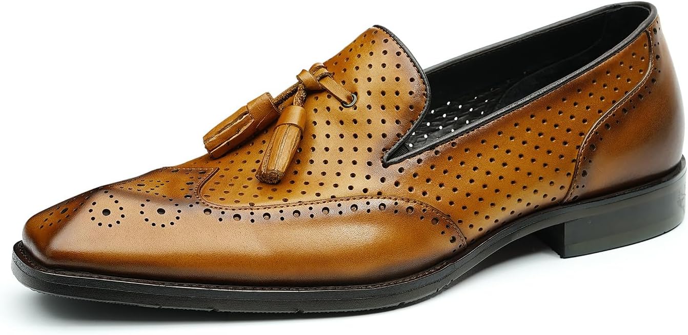 

Мужские лоферы Santimon черные кожаные классические слипоны, летние туфли, модные формальные деловые лоферы с кисточками