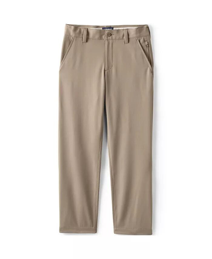 

Брюки-чиносы Big Boys Iron Knee Active Performance Lands' End, коричневый/бежевый