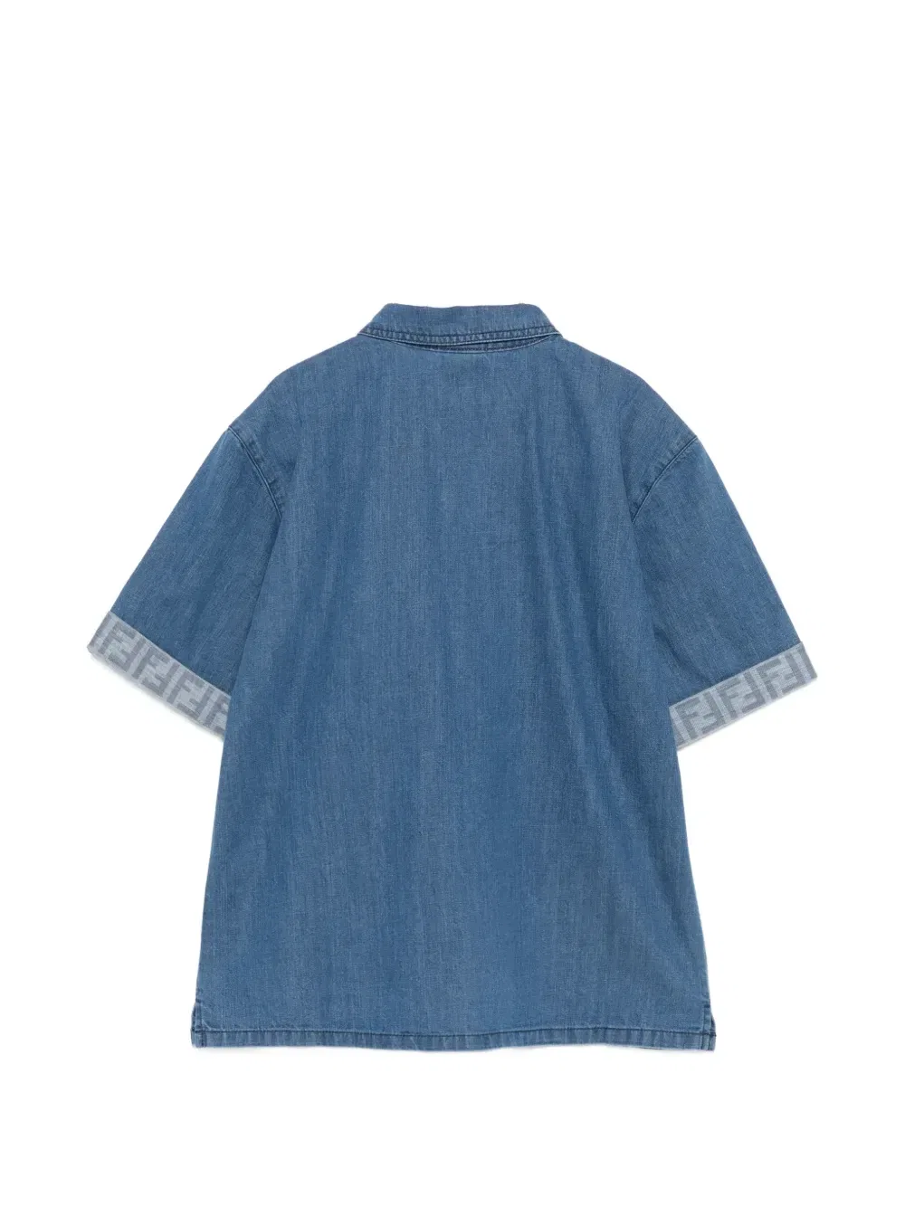 Рубашка с накладным карманом и логотипом Fendi Kids, синий — фото 2