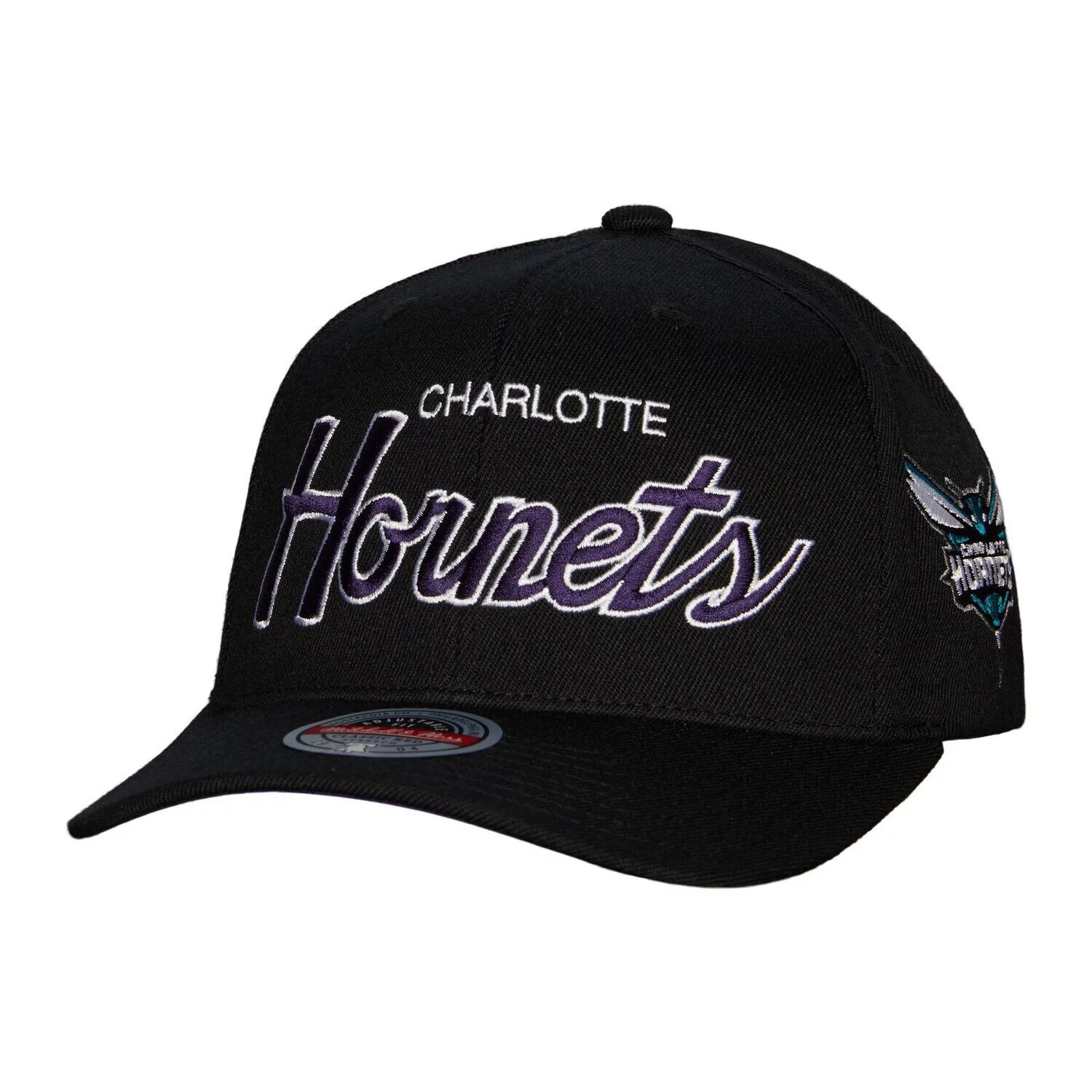 

Мужская черная кепка с эластичной спинкой Mitchell & Ness Charlotte Hornets MVP Team Script 2.0