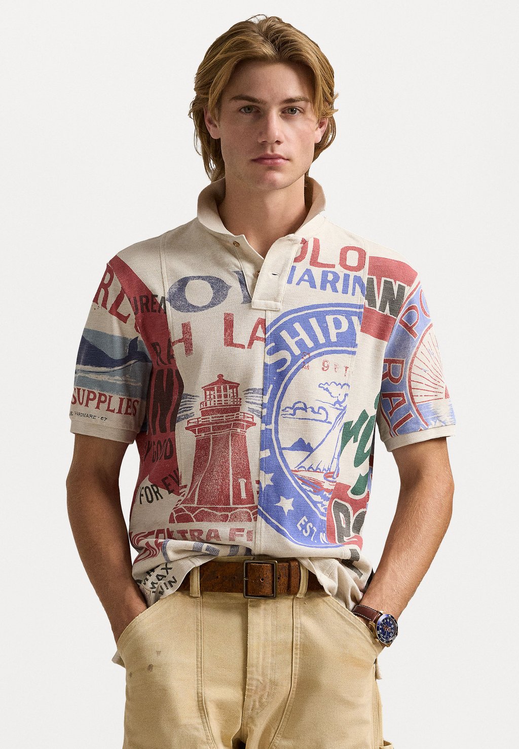 

Рубашка поло CLASSIC DRY GOODS–PRINT POLO SHIRT Polo Ralph Lauren, светло-серый
