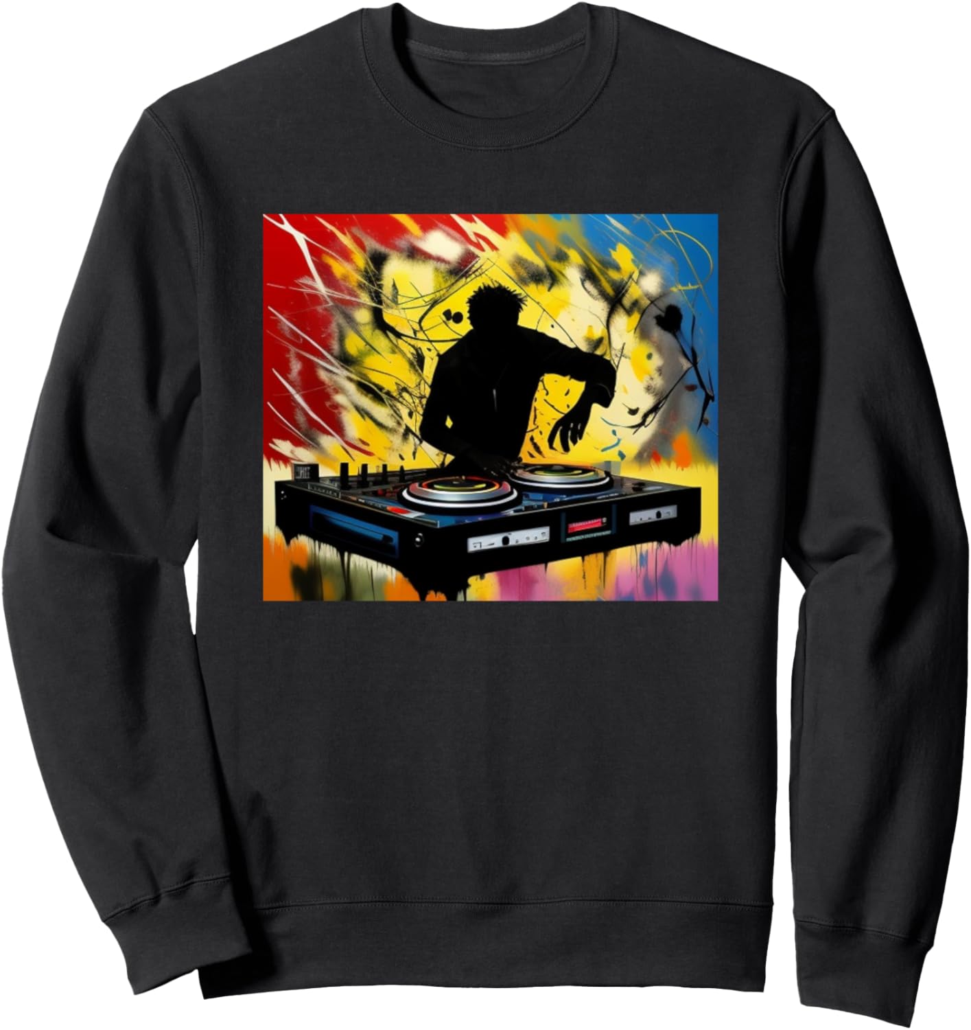 

Футболка с изображением силуэта диджея и разноцветным проигрывателем Dj Turntable Discjockey Men Women | Kids Boys Gift