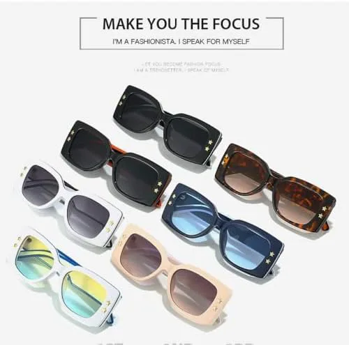 

Женские квадратные солнцезащитные очки 2026 года, модные ретро-очки прямоугольной формы, солнцезащитные очки с градиентной защитой UV400 MTZJH, C7 White Gray