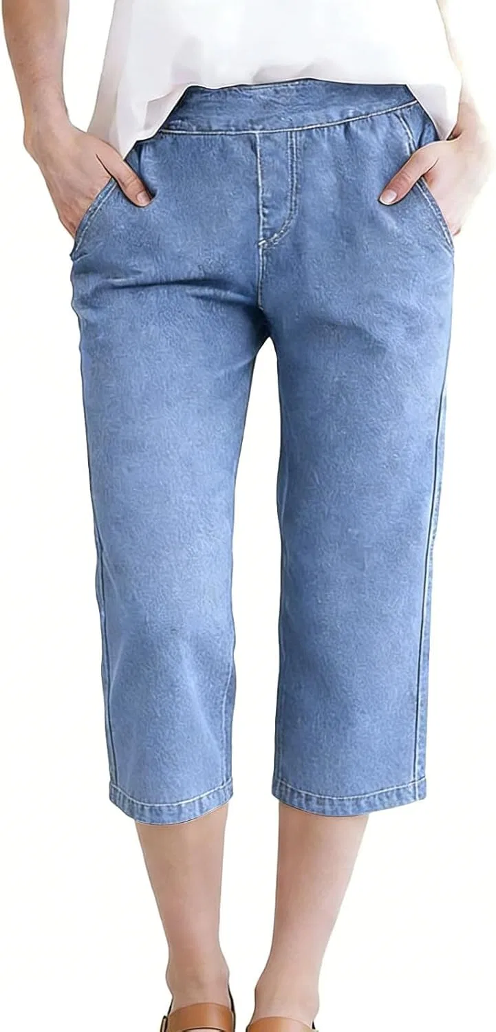 Джинсы капри прямые, Light Blue