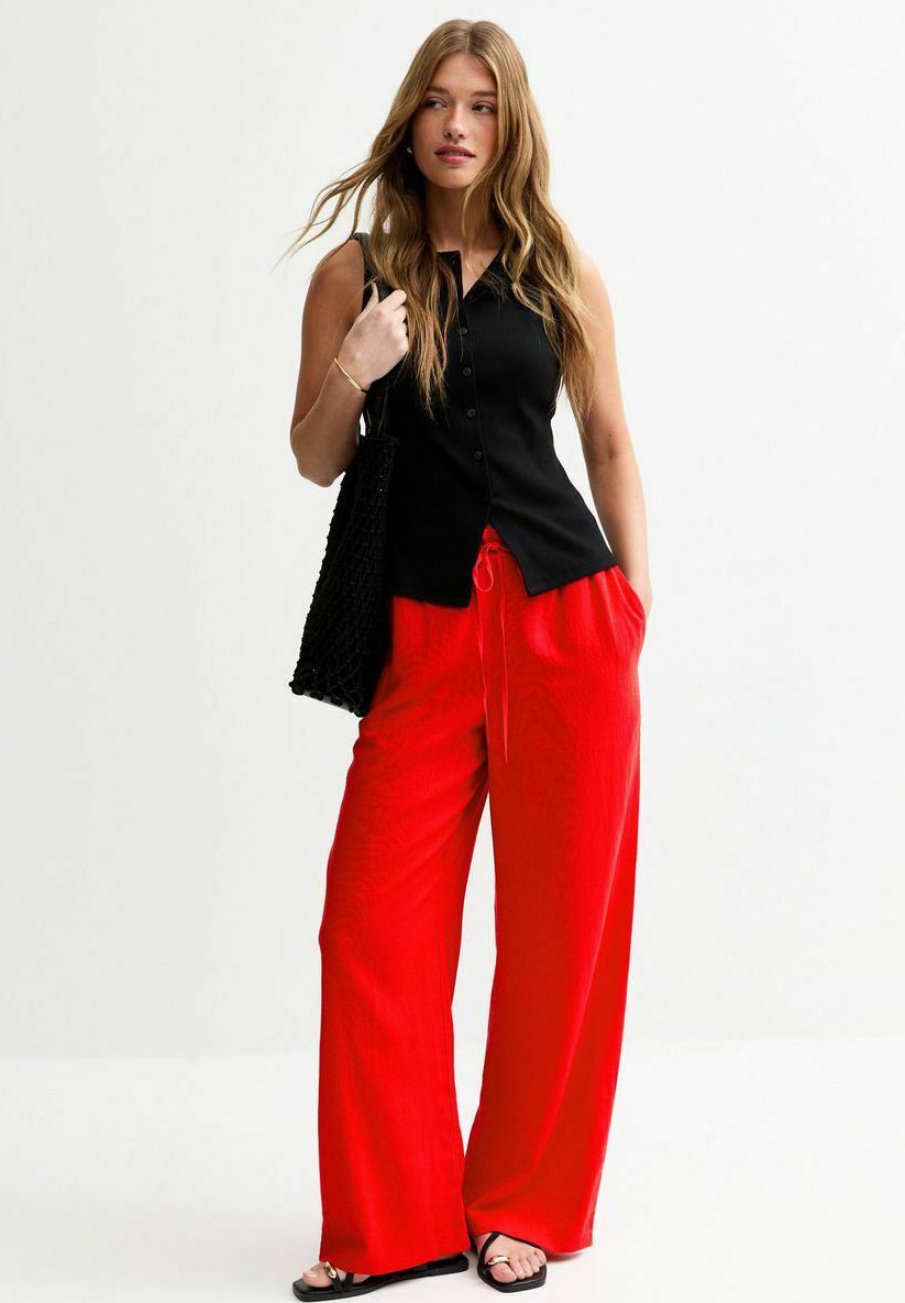 

Брюки LINEN BLEND DRAWSTRING WAIST New Look, красный