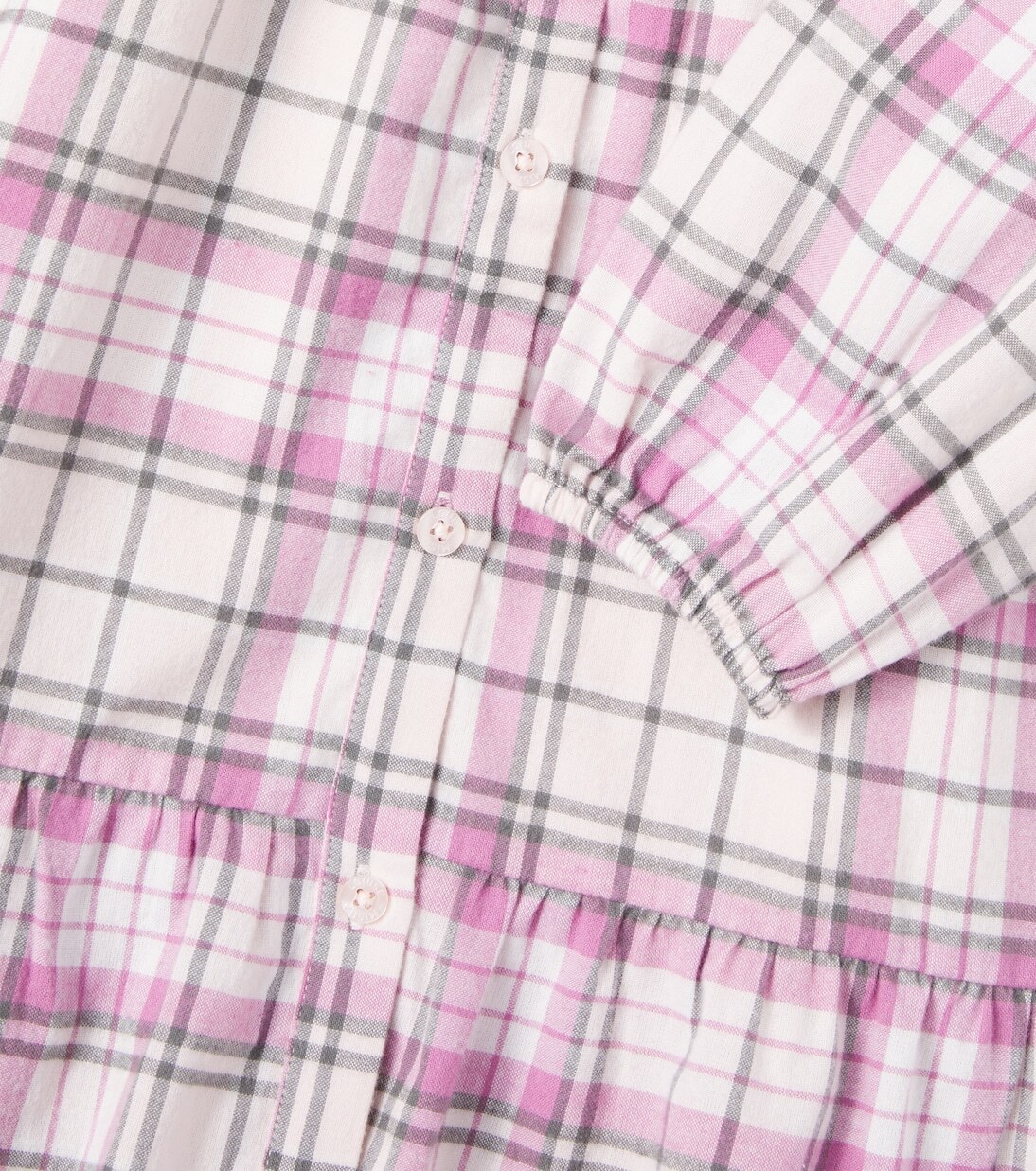 Платье из хлопка в клетку со сборками Louise Misha, Cream Frosty Checks — фото 3