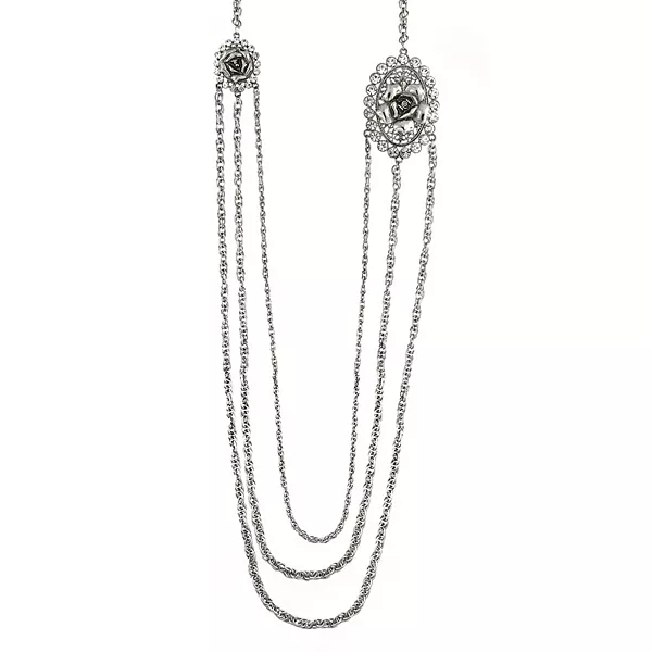 

Тройное ожерелье с серебристым кристаллом в форме цветка, 30 дюймов 2028, silver