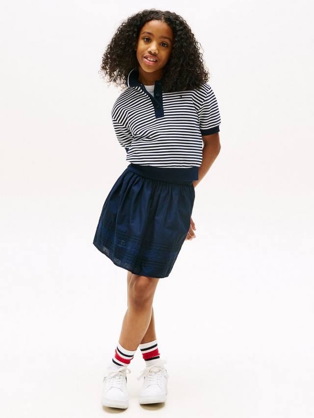 Детская поло из хлопковой смеси с расслабленным кроем и полосками Tommy Hilfiger, Blue/Multi — фото 3