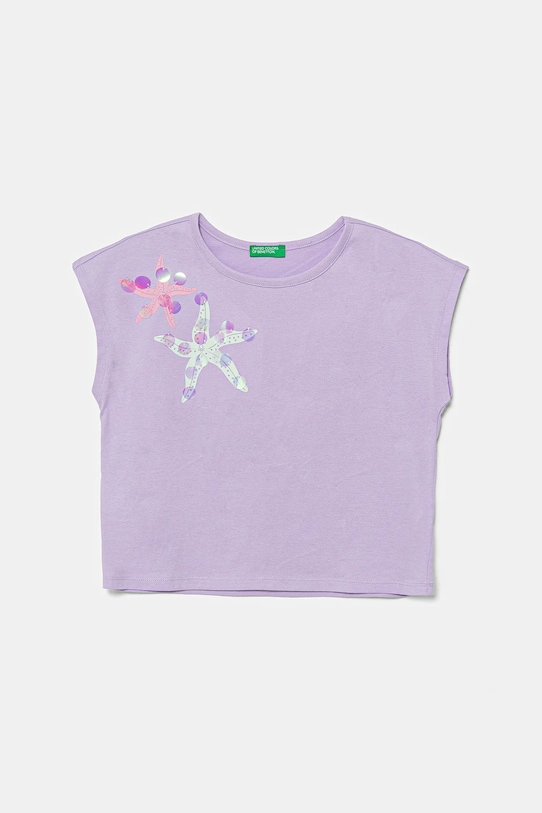

Детская хлопковая футболка United Colors Of Benetton, фиолетовый