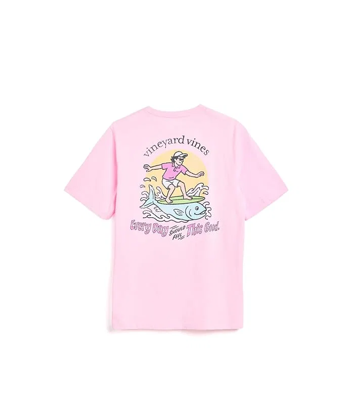 Футболка с принтом Edgartown Stripe Flag Surfer Vineyard Vines Kids, Pink Drink — фото 2