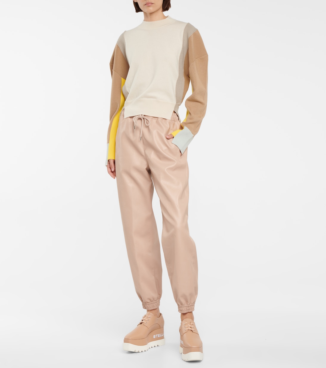 Спортивные штаны из искусственной кожи Stella McCartney, Dusty Rose — фото 2