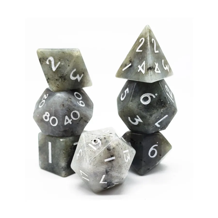 

Набор Poly — лабрадорит с белым (7), Semi Precious Stone Dice (Level Up Dice)
