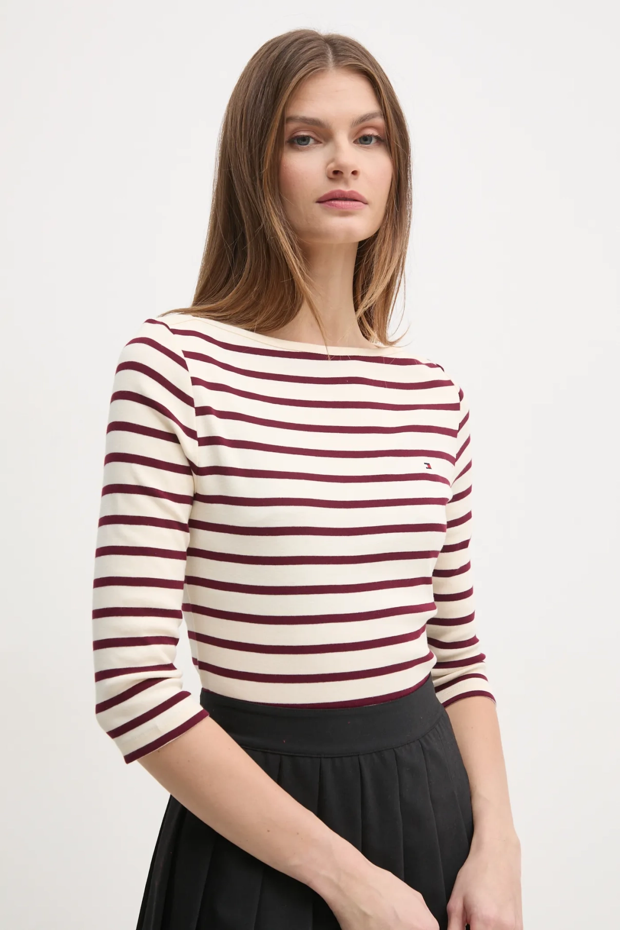 

Хлопковый топ с длинными рукавами Tommy Hilfiger, бежевый