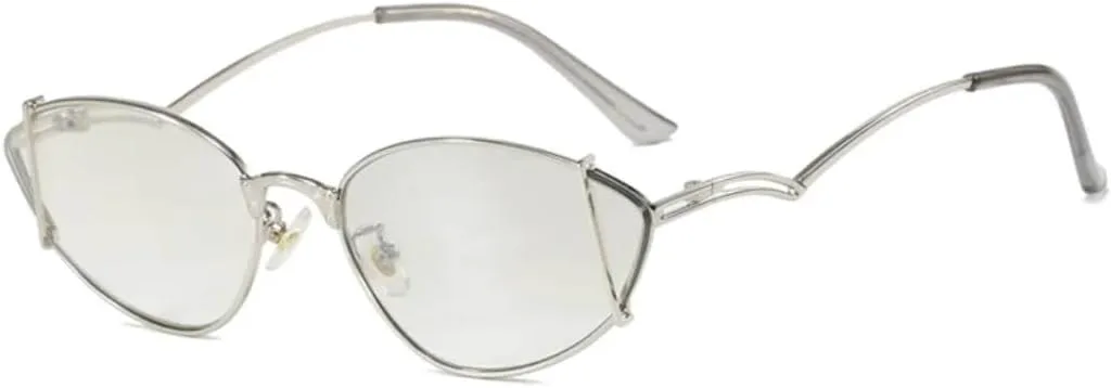 

Роскошные металлические полые солнцезащитные очки «кошачий глаз» для женщин, модные панк-очки для мужчин с защитой от УФ-излучения UV400 TOIPASTN, Silvery