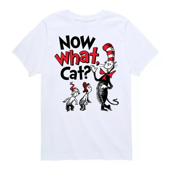 

Футболка для мальчиков 8-20 с принтом "Кот из Dr Seuss — что теперь" Licensed Character, белый