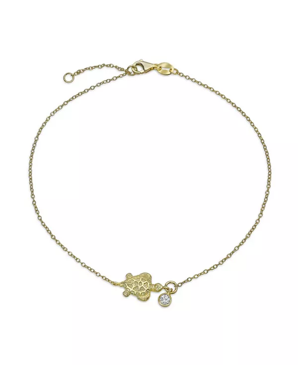 

Браслет на лодыжку с морской черепахой и фианитами, стерлинговое серебро Bling Jewelry, gold