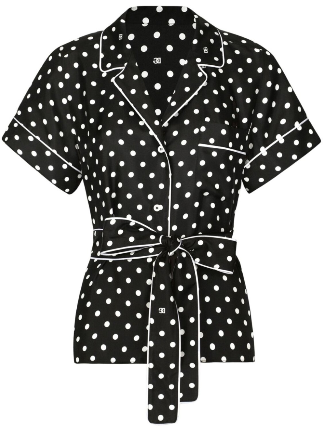 

Dolce & Gabbana шелковая рубашка в горох, черный