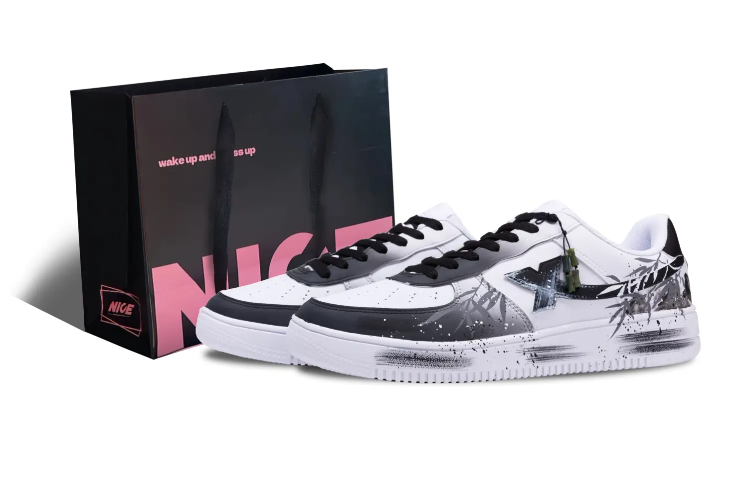 

XTEP Мужские кроссовки Air Force One для скейтбординга, износостойкие, нескользящие и дышащие, с низким верхом, черно-белые