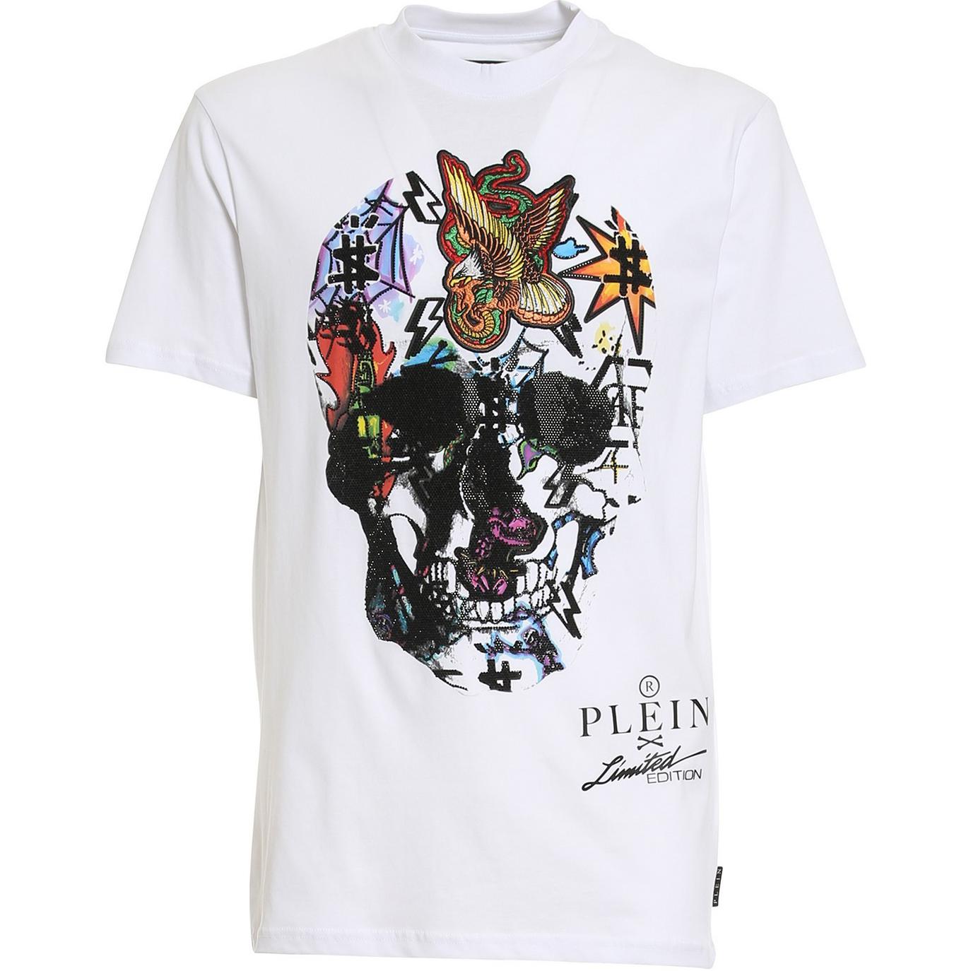 

PHILIPP PLEIN Футболка Unisex белая с круглым вырезом умеренно прямого кроя, Белый, PHILIPP PLEIN Футболка Unisex белая с круглым вырезом умеренно прямого кроя