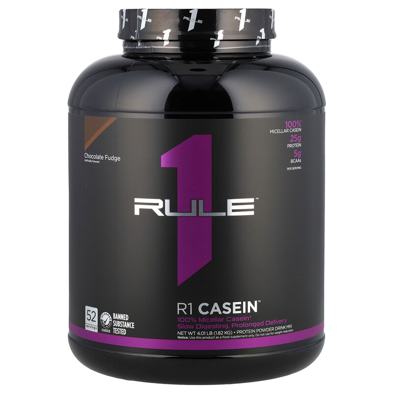 

Rule One Proteins, R1 Casein, протеиновая смесь для приготовления напитка, со вкусом шоколадной помадки, 1,82 кг (4,01 фунта)