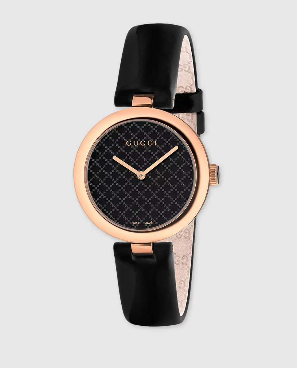 

Gucci Diamantissima YA141401 черные кожаные женские часы, черный
