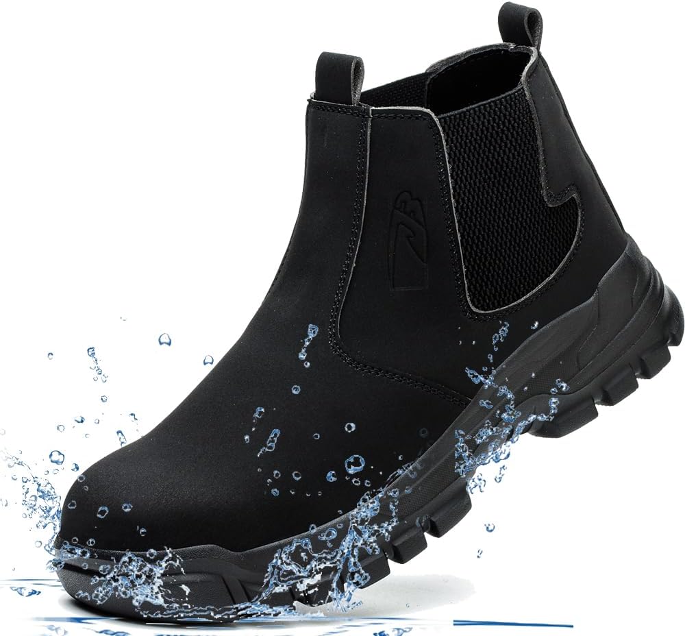 

Стальные ботинки CORANSBER с защитным носком для мужчин и женщин, прочные ботинки с легким композитным носком, удобные, неразрушаемые ботинки с жестким носком для строительства, 2 Black