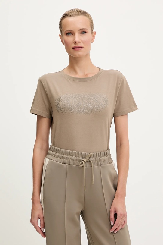 

Хлопковая футболка INGRID Guess, бежевый