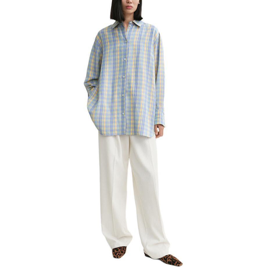 Клетчатая льняная рубашка TOTEME, madras plaid print — фото 4