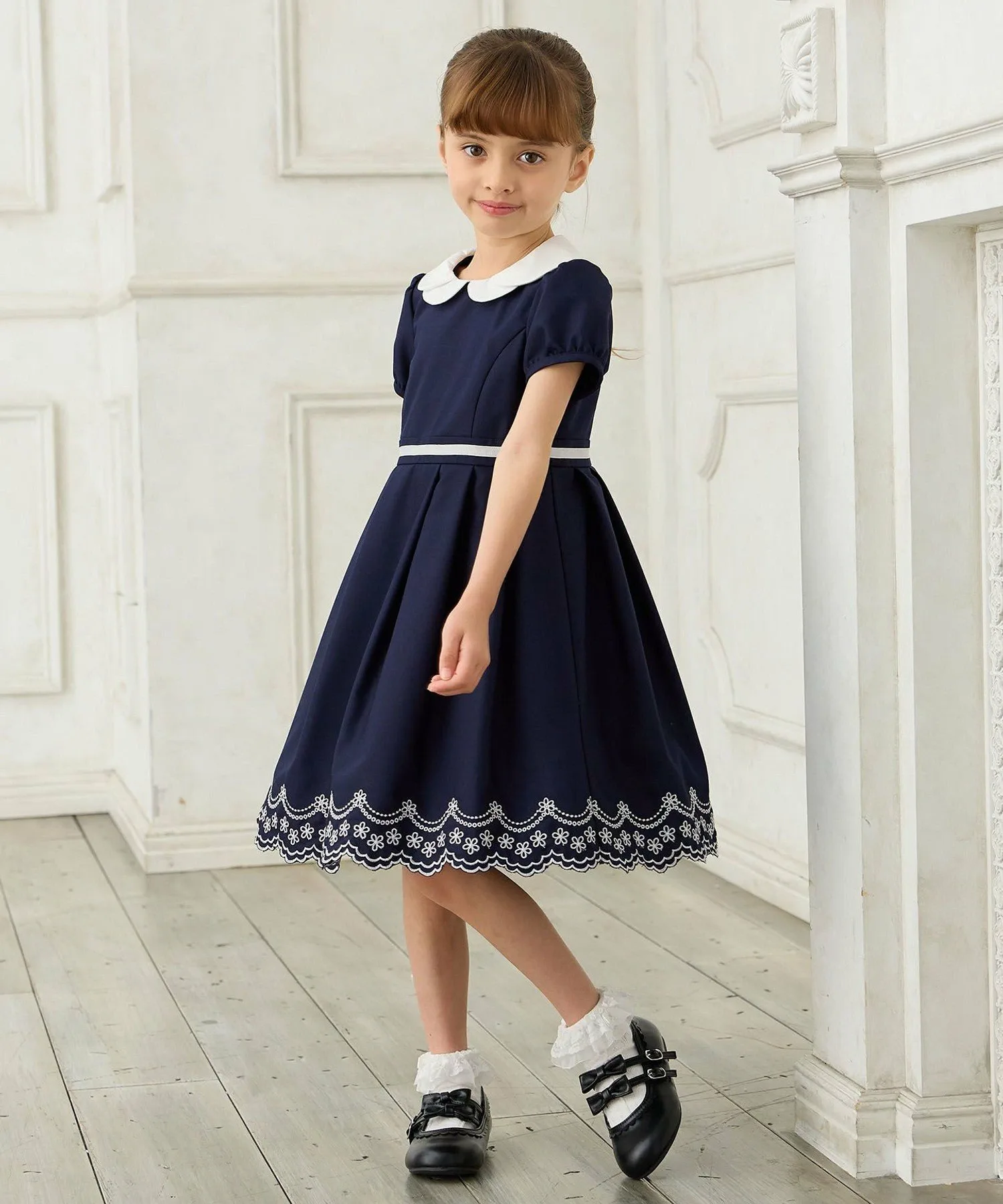 Куртка + Платье с вышитым подолом ANY KIDS, Navy [075] — фото 4