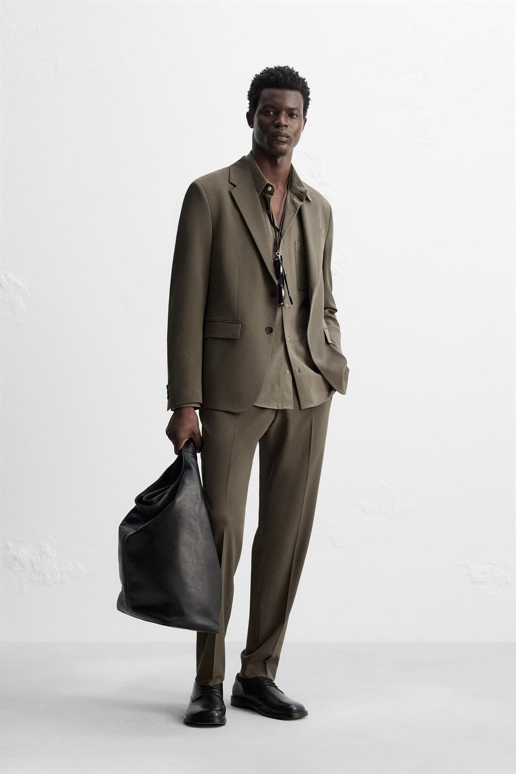

Блейзер для комфортного костюма ZARA, цвет Dark olive