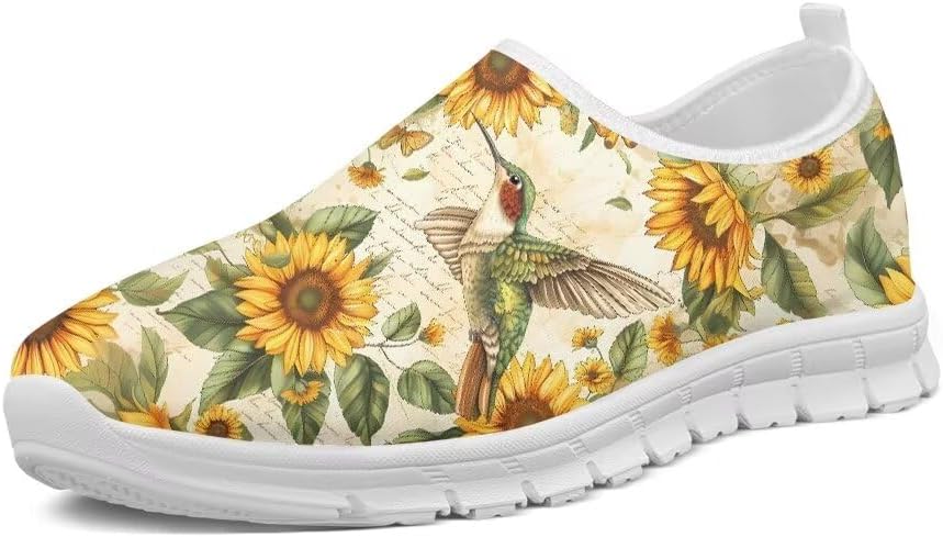 

Женские прогулочные кроссовки Forchrinse Bee, мужские слипоны, поддержка свода стопы, мягкие и комфортные лоферы, легкие, для путешествий, работы и спортзала, Hummingbird Sunflower