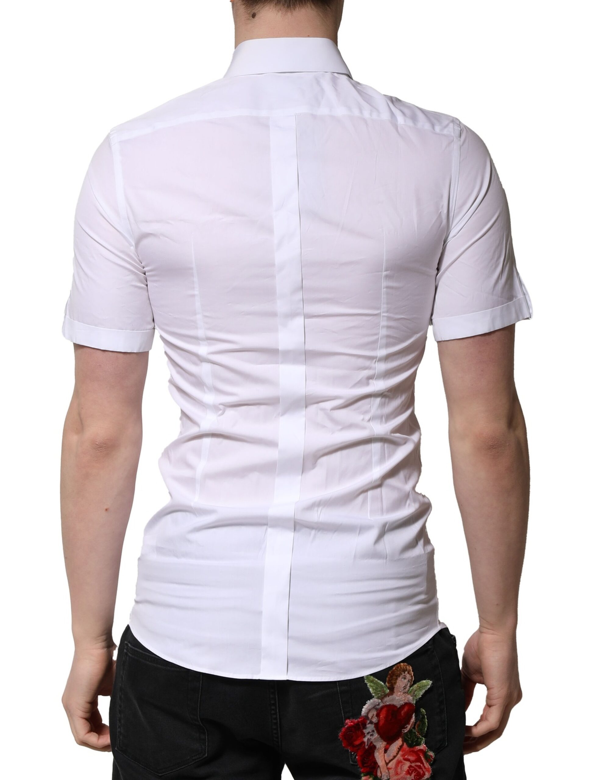 Белая хлопковая рубашка с короткими рукавами GOLD Casual Dolce & Gabbana, White — фото 3
